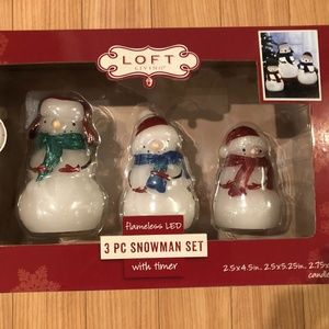 Loft Living 3-Piece LED Wax Snowman - Brand New